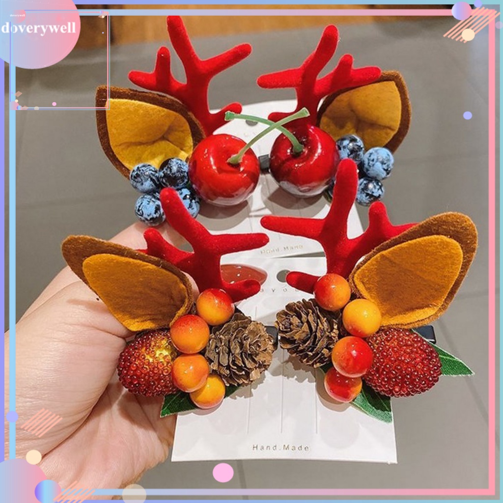 1 Cặp Kẹp Tóc Hình Tuần Lộc Giáng Sinh Sáng Tạo