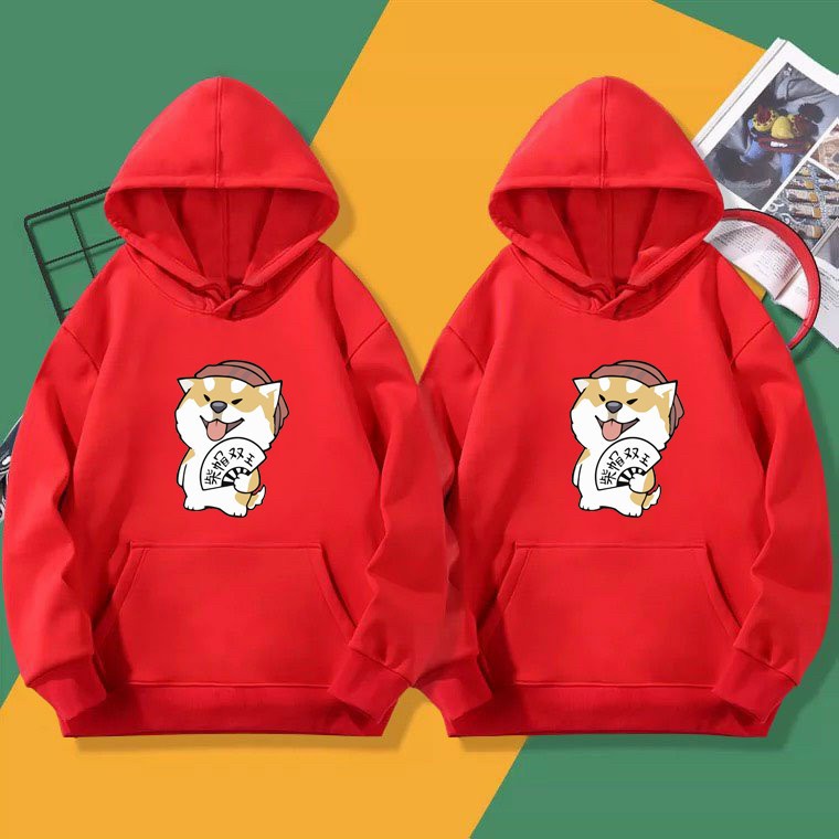 ÁO HOODIE UNISEX NAM NỮ  FORM RỘNG, CHẤT NỈ BÔNG CAO CẤP in CÚN SHIBA