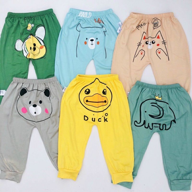 Quần dài thun lạnh in mông thú cho bé 5-15kg
