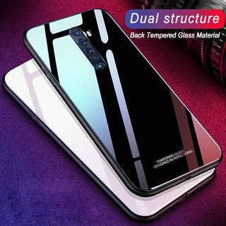 Oppo reno 2 2f hard case plain color glass anti scratch case cover