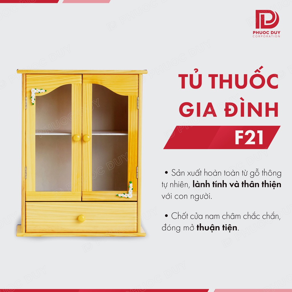 Tủ thuốc - Tủ y tế gia đình gỗ tự nhiên F21