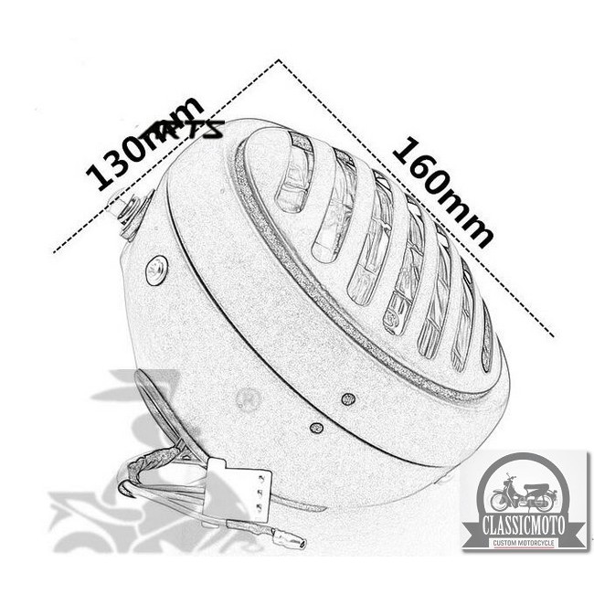 LƯỚI ĐÈN PHA XE MÁY CLASSIC - Lưới đèn pha lắp trong Cafe Racer Tracker CD 67 WIN