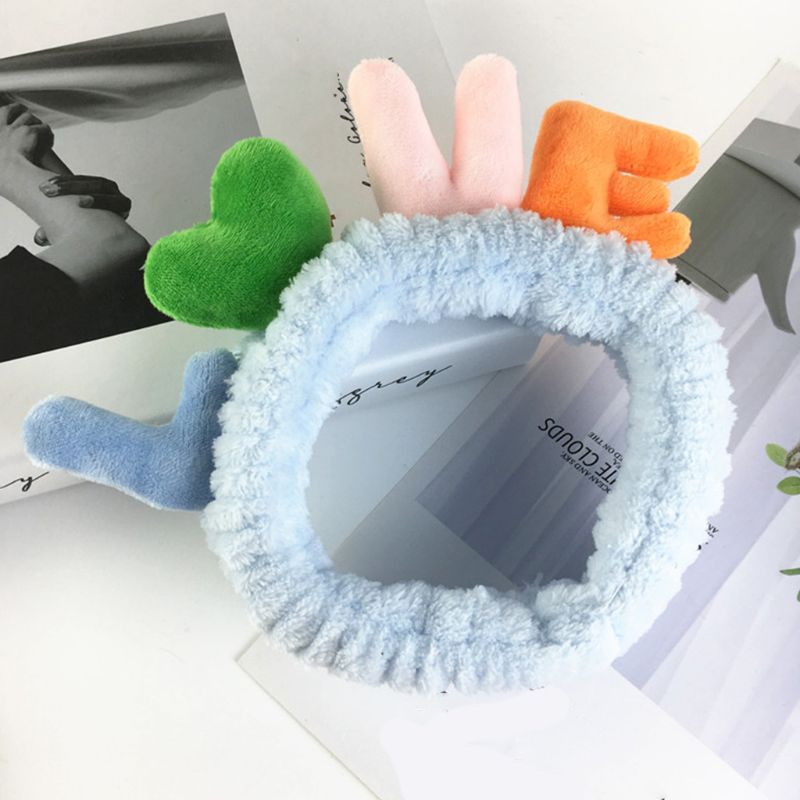 Băng Đô Cài Tóc Co Giãn Đính Chữ Love 3D Nhồi Bông Dễ Thương Dành Cho Nữ Rửa Mặt / Rửa