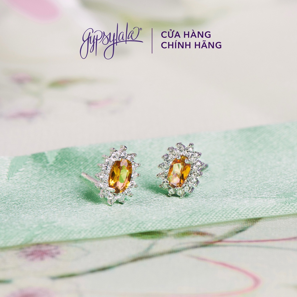 Bông Tai Twinkling Đá Tourmaline Thiên Nhiên Màu Vàng Cam SP005073 Gypsy.lala