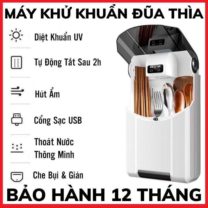 Máy Khử Khuẩn Sấy Khô Đũa Thìa Bằng Tia UV-Máy Khử Khuẩn Đũa Thìa-Có Chức Năng Khử Mùi Tiện Lợi-BH 12 tháng