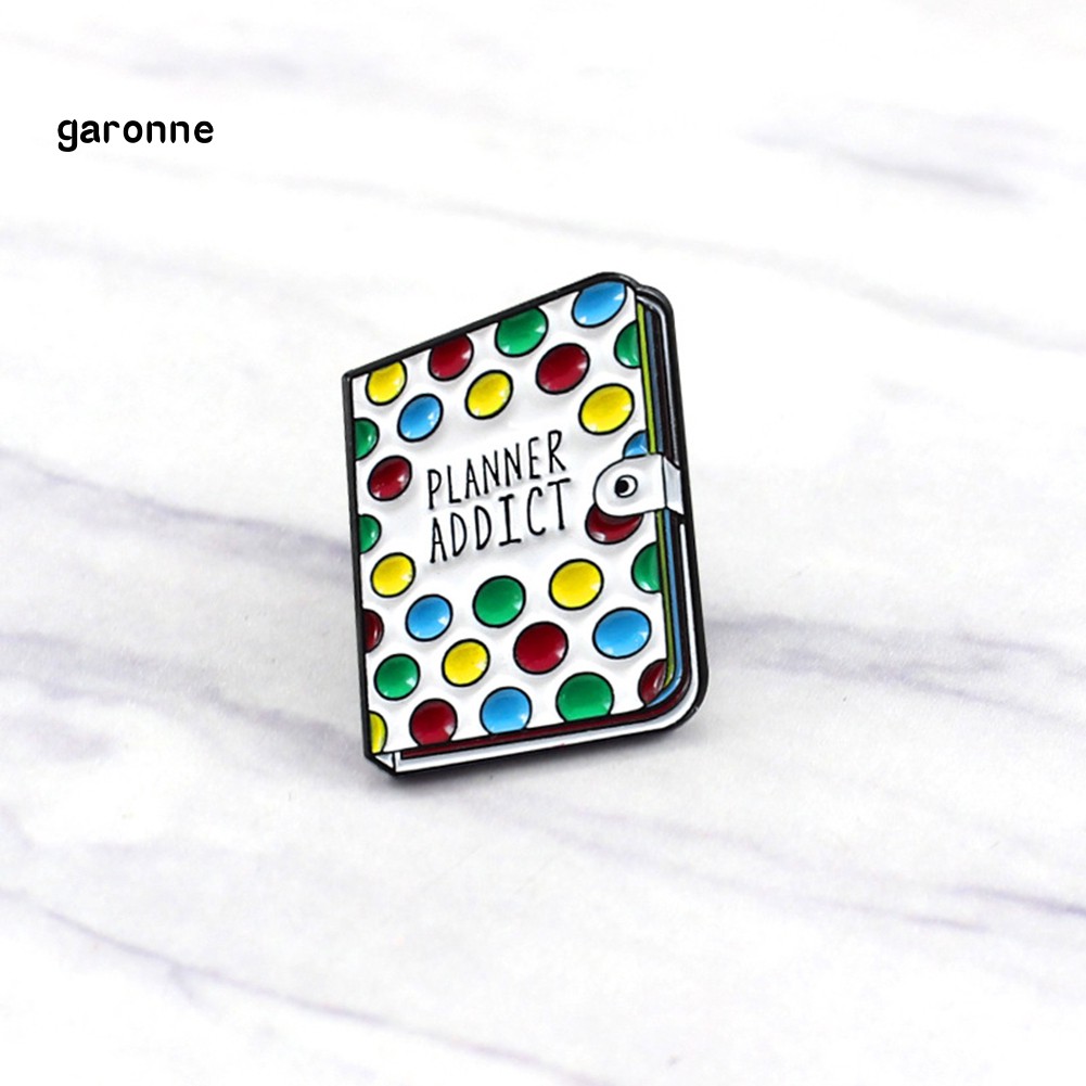 GA_Planner Addict Book Colorful Dots Enamel Brooch Pin Denim Backpack Badge Jewelry