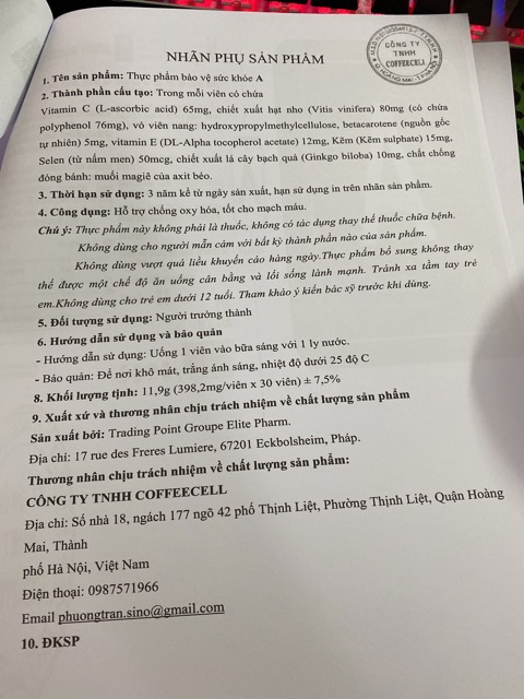 Thực phẩm chức năng bảo vệ sức khỏe A (Antiox) Vision - Chống oxy hóa và bảo vệ tế bào của cơ thể (30 viên)