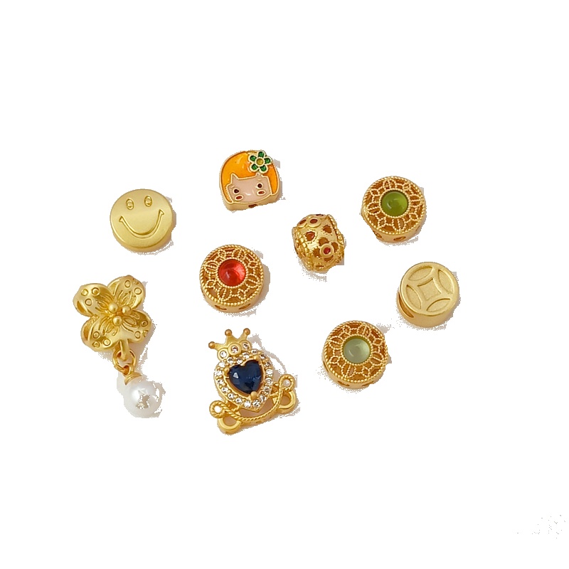 Hạt Rỗng Xỏ Lỗ Hình Hoa Mặt Cười Màu Sắc Mạnh Mẽ Dùng Làm Trang Sức diy