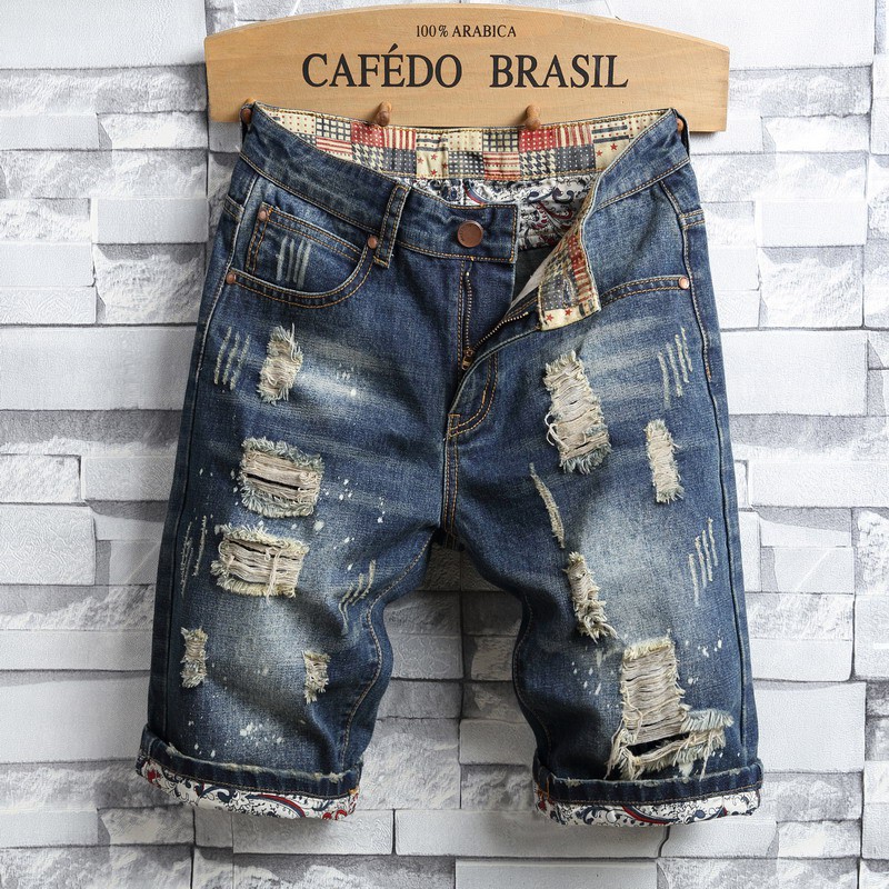 Quần Jeans Lửng Rách Gối Thời Trang Mùa Hè 2018 Cho Nam