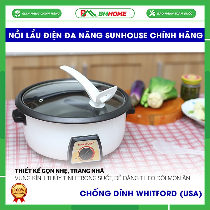 Nồi lẩu điện Sunhouse SHD4521, Nồi lẩu Sunhouse SHD4521 làm nóng nhanh, tỏa nhiệt cao cấp - Bảo hành 12 tháng