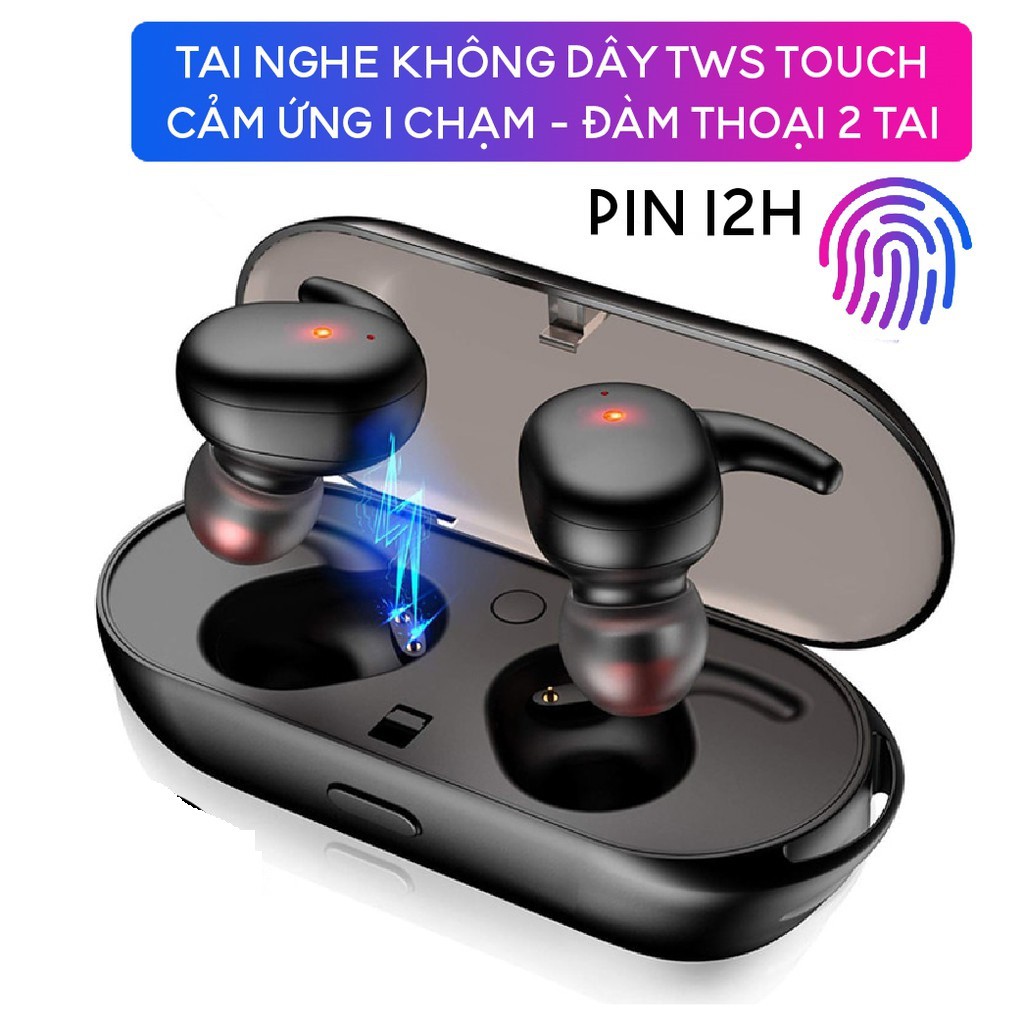 Tai Nghe Bluetooth 5.0 TWS Touch Premium - Cảm Ứng 1 Chạm - Chống Nước IPX7 - Pin 12h - Đàm Thoại - Tự Kết Nối -dc3674