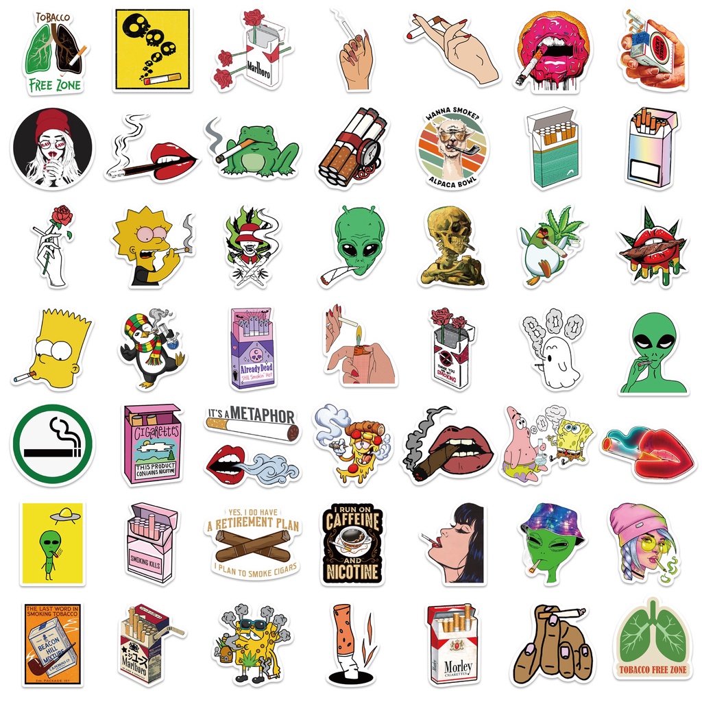 Set 50/25/10 Sticker Hình Lá Vui Nhộn Dán Trang Trí Điện Thoại/ Ván Trượt/Laptop