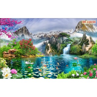 tranh Lụa dán tường 3d tranh sơn thủy phong cảnh KT 120x80cm