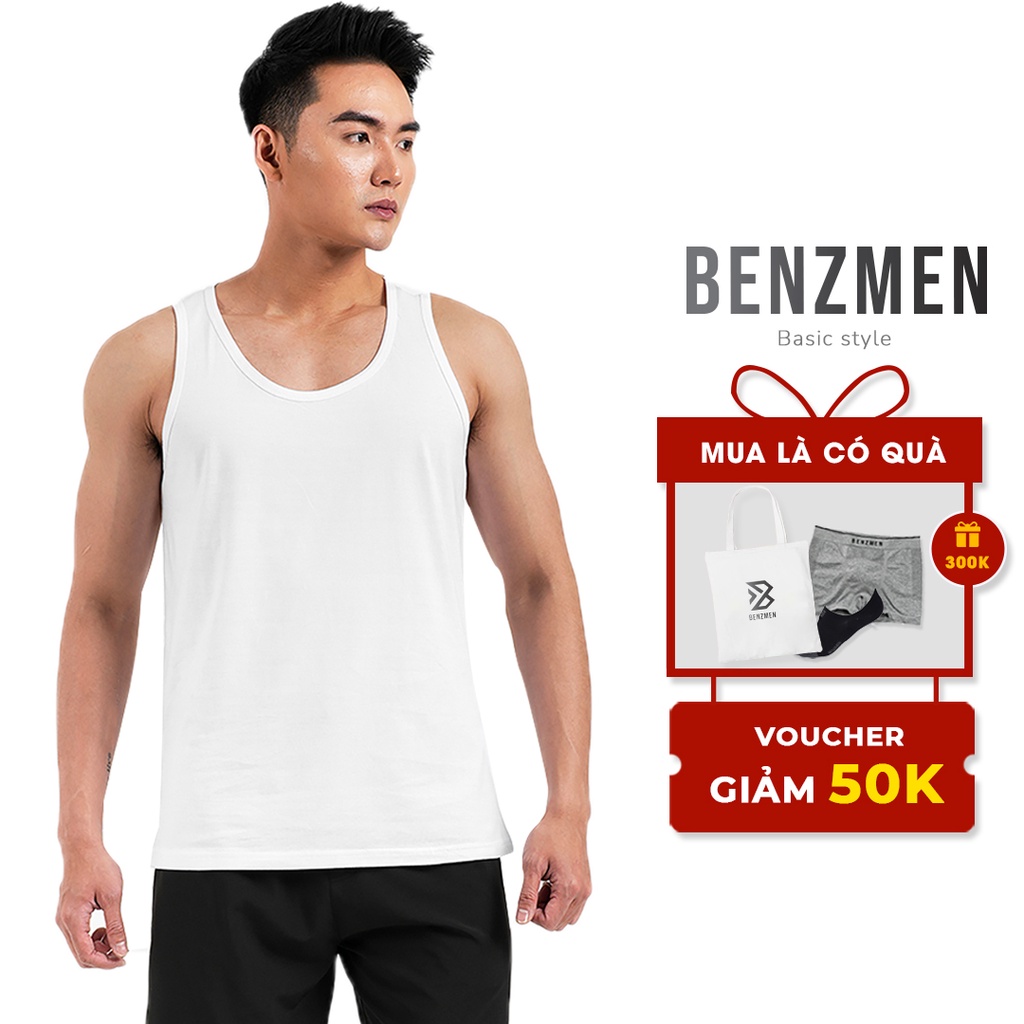 [Quà tặng không bán] Áo Ba Lỗ Thể Thao Nam Cao Cấp Aristino Benzmen Form Dáng Rộng Màu Trắng Chất Liệu Cotton Thoáng Mát