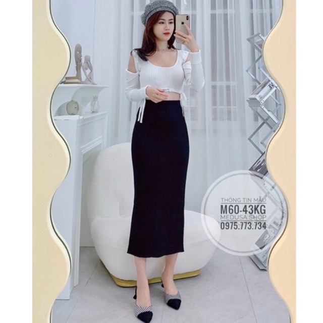 CHÂN VÁY LEN DÀI XẺ SAU CHẤT ĐẸP CÓ SẴN