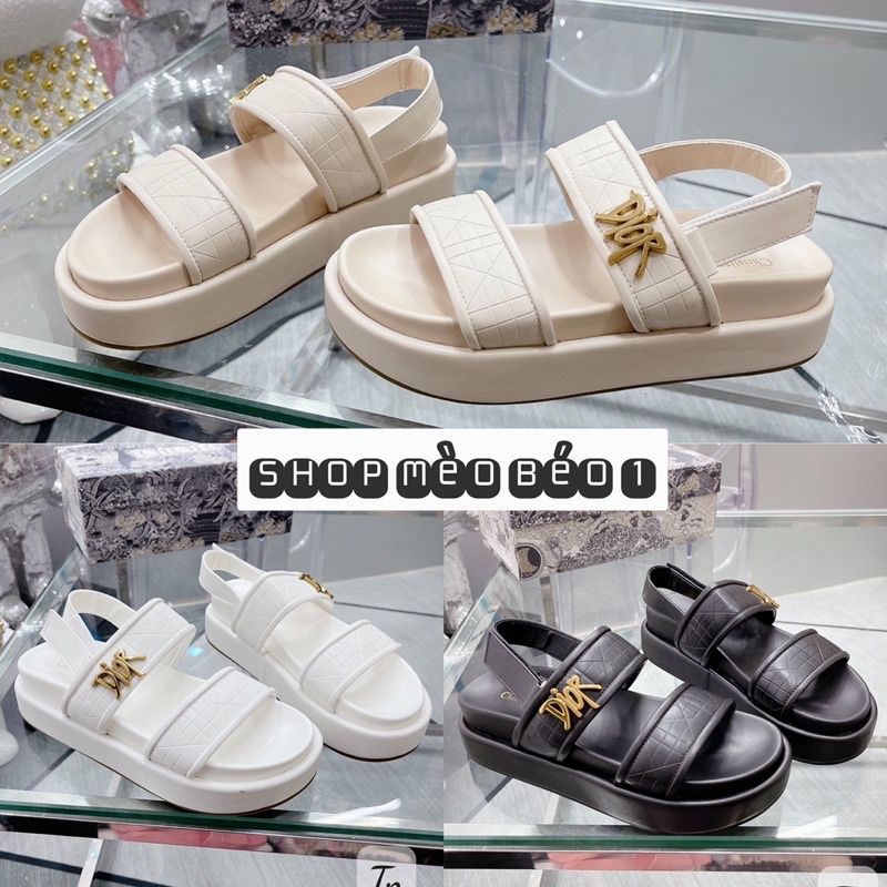 Sandal cd quai ngang vân kẻ đế bằng fullbox
