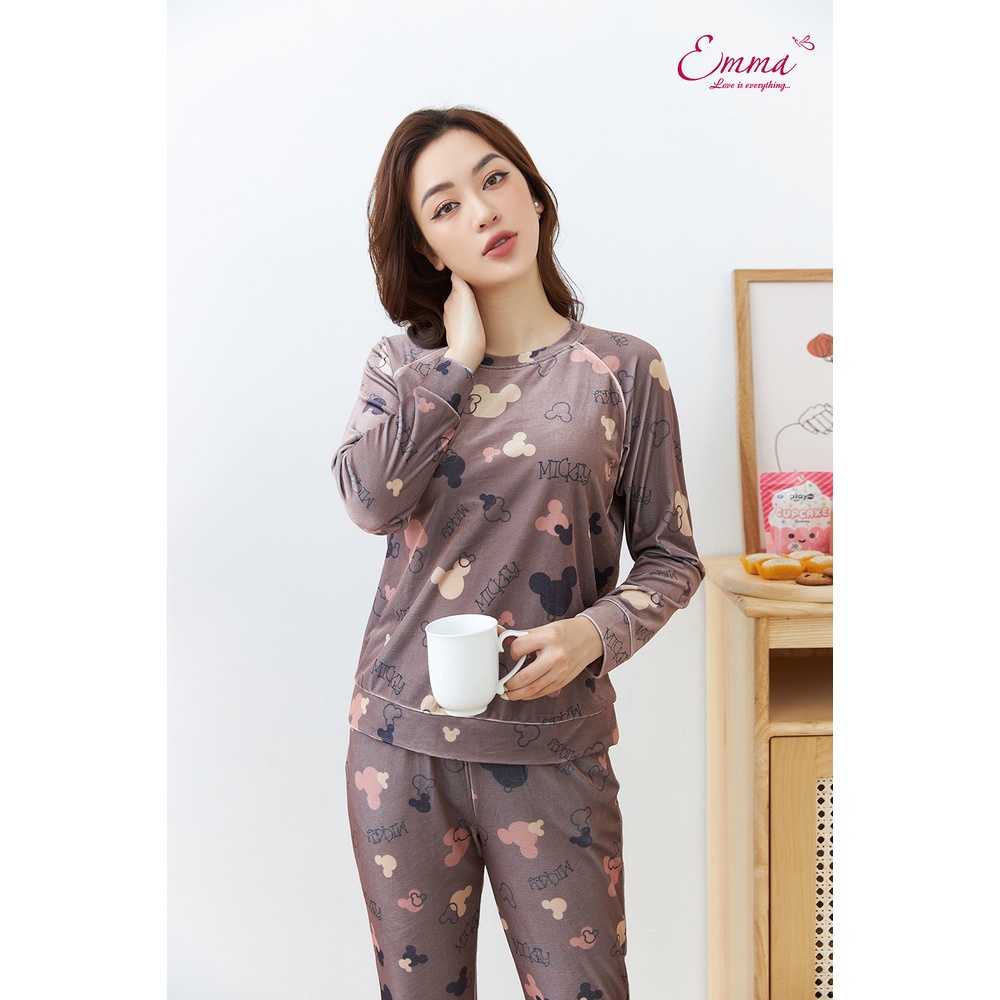 Bộ Đồ Mặc Nhà Nhung Cổ Tròn Mickey Emma ETN.21.042.13