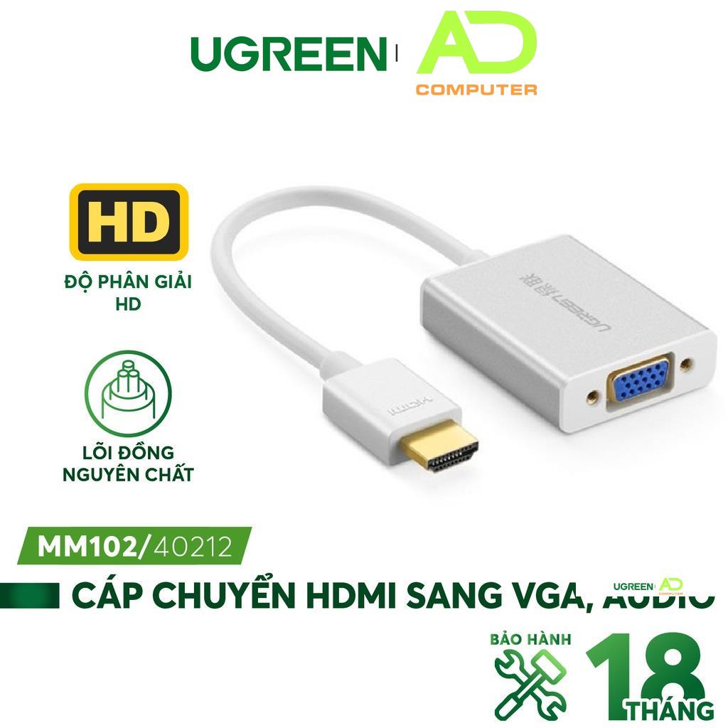 Bộ chuyển tín hiệu HDMI sang VGA kèm theo âm thanh dài 15CM UGREEN MM102 - Hàng phân phối chính hãng - Bảo hành 18 tháng