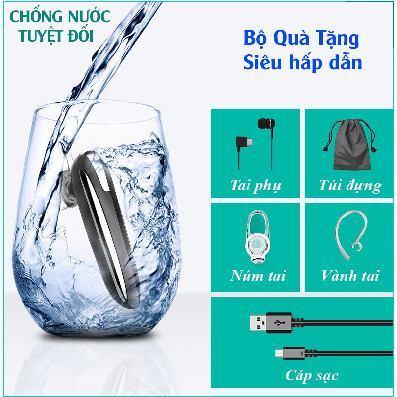 [TẶNG TAI PHỤ] Tai nghe bluetooth, không dây X8 Chống nước, Pin 300mAh, Đàm thoại 48h, Nghe nhạc 36h