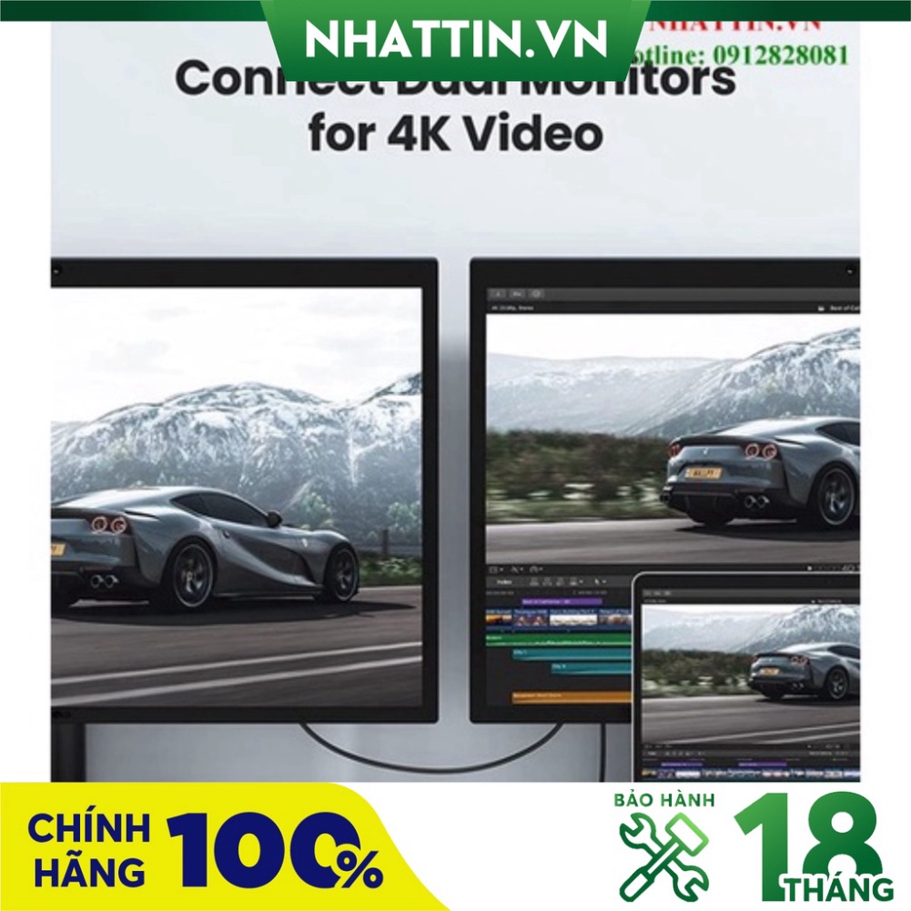 Cáp USB Type-C to USB Type-C Thunderbolt 4 dài 0.8m Ugreen 30389 truyền hình ảnh 8K60Hz  - Phân Phối Chính Hãng