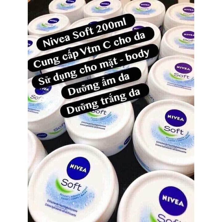 Kem dưỡng da Nivea Soft 200ml dưỡng ẩm chống nẻ chống khô mốc.