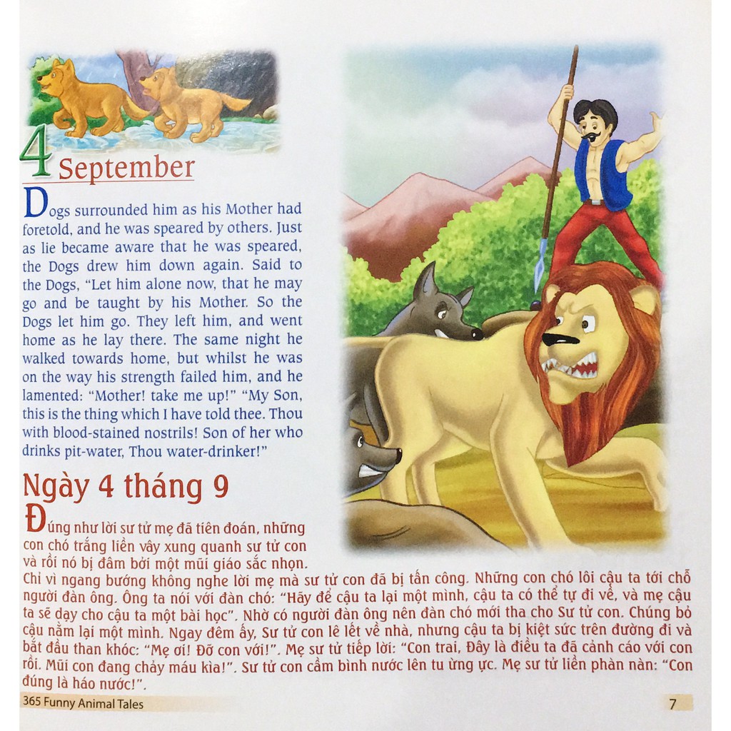 Sách - 365 Chuyện Kể Loài Vật Vui Nhộn Tháng 9 - 10 (Song Ngữ Anh - Việt)