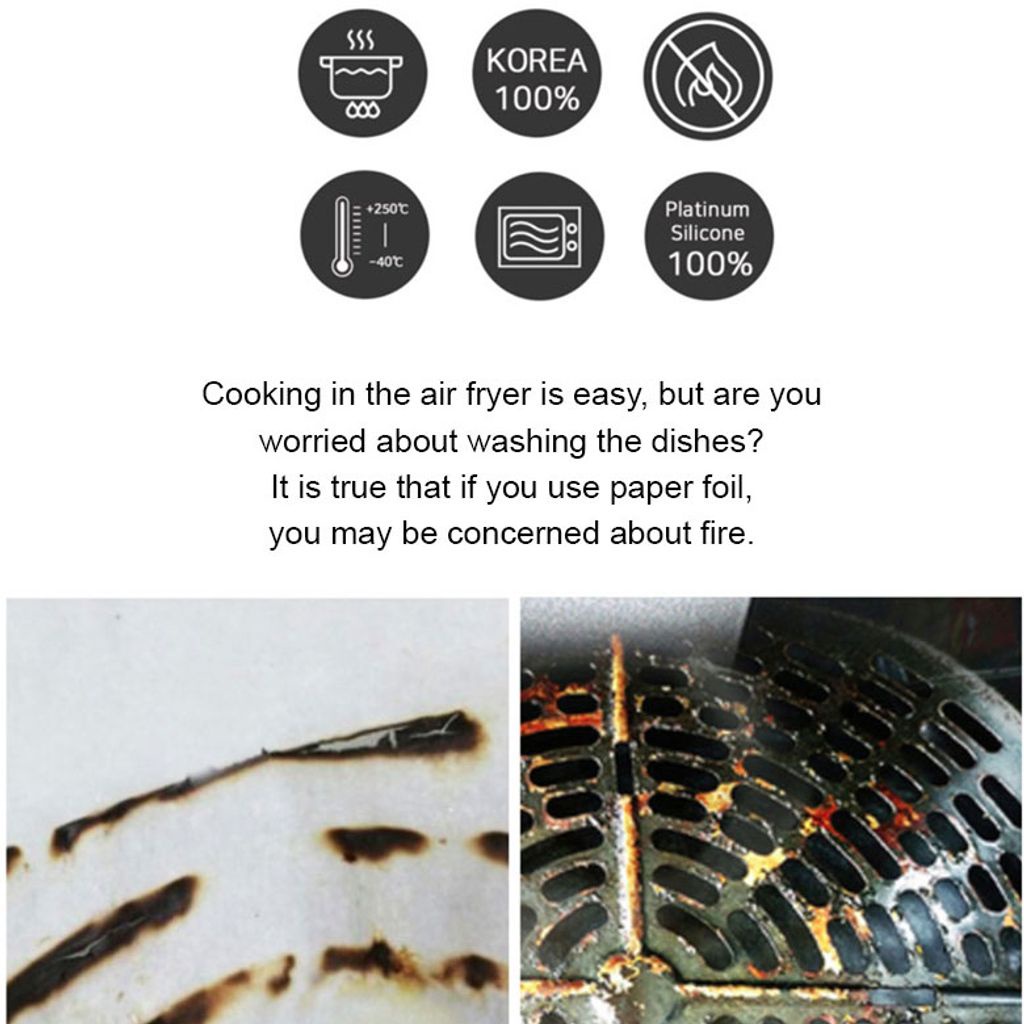 Silicone Fry Pot Light Airfryer Container 16cm Air Fryer Microwave Oven Korea