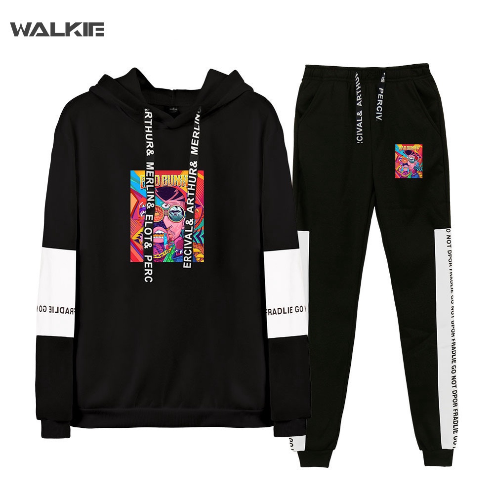 Bộ Đồ Thể Thao 2 Món Gồm Áo Hoodie Và Quần Dài In Hình Thỏ Rapper Bad Bunny Phong Cách Hip Hop Thời Trang Cho Nam