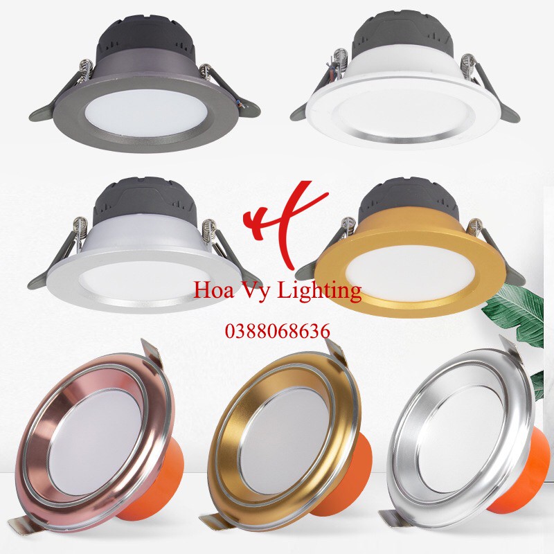 Đèn led âm trần downlight 5W đổi màu 3 chế độ