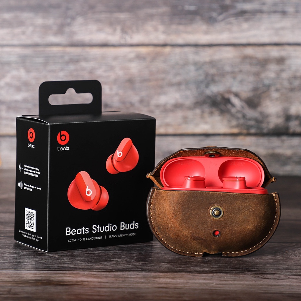 HIRAM Beats Studio Buds Case Giá đỡ bằng da sang trọng cho tai nghe Bluetooth không dây Bảo vệ tai nghe Túi đựng có móc khóa