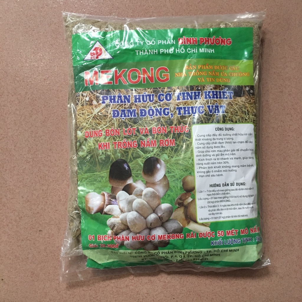 PHÂN MEKONG 1kg 8 Nha - Trộn với meo rải giồng, cung cấp dinh dưỡng kích thích ra tơ nấm thời kỳ đầu
