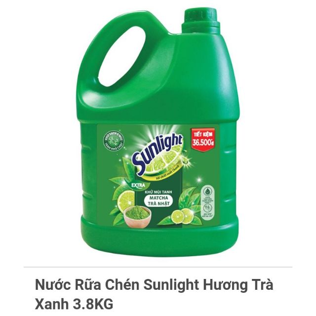 Nước Rửa Chén Sunlight Hương Trà Xanh 3.6KG - giá gốc 113.000