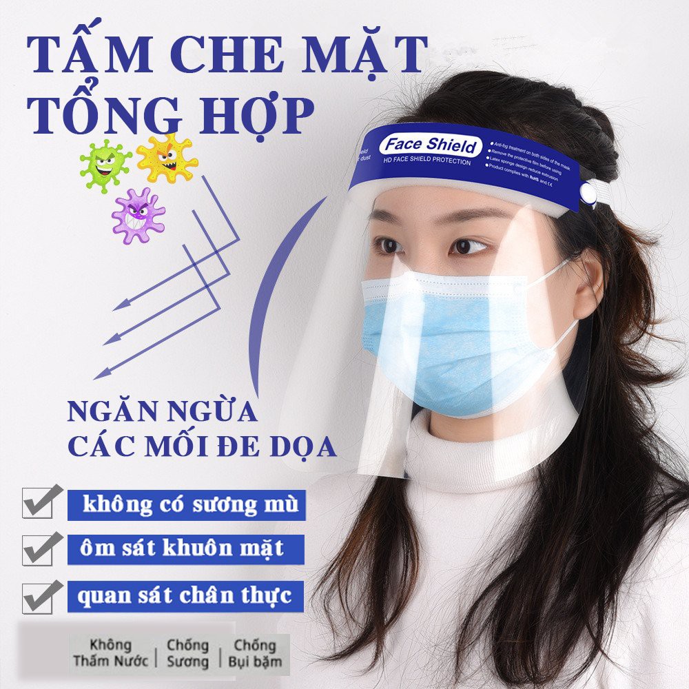 Tấm che mặt phòng dịch, kính chống giọt bắn y tế faceshield. (BÁN SỈ - LẺ)