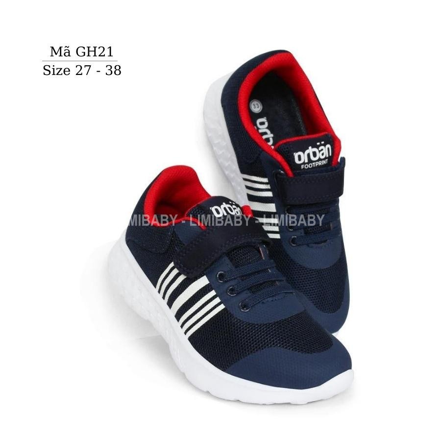 Giày thể thao bé trai Urban xanh đen xuất Âu siêu nhẹ kháng khuẩn cao cấp năng động và cá tính cho trẻ 3 - 12 tuổi GH21