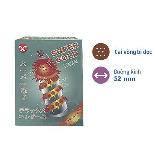Bao cao su siêu gai Kéo dài thời gian Super Gold, hộp 2 cái