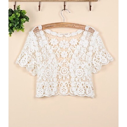 Áo khoác cardigan phối ren tay ngắn phong cách thời trang cho nữ 2015 | BigBuy360 - bigbuy360.vn