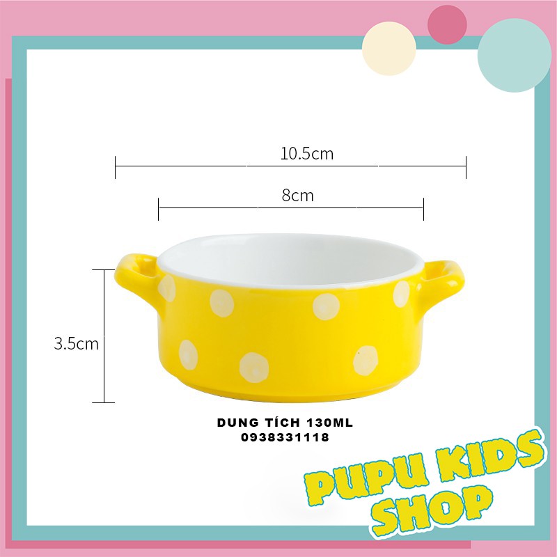 Bát sứ ăn dặm chấm bi, Bát Ăn Dặm Kiểu Nhật Nhiều Hình Màu Sắc Dễ Thương