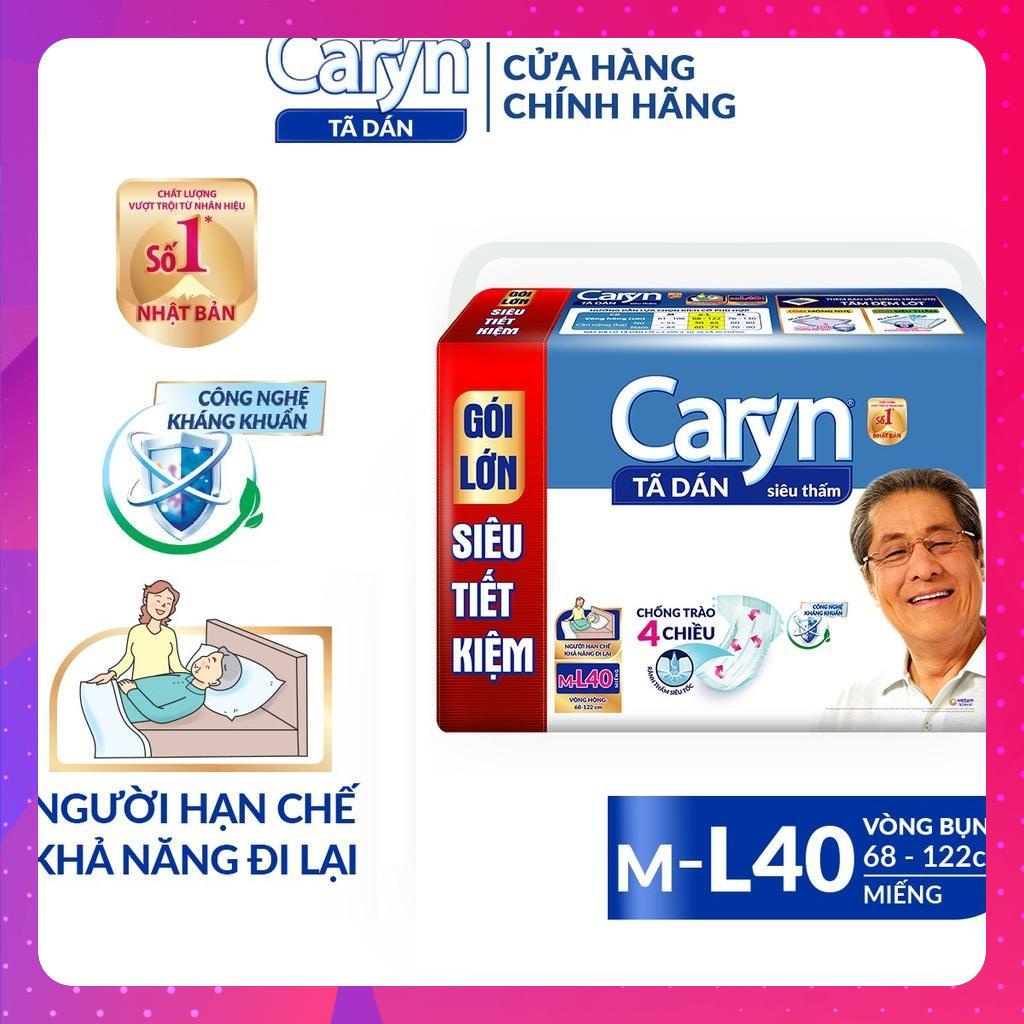 Tã Bỉm Dán Người Lớn Caryn Siêu Thấm Size ML 40 Miếng Gói Siêu Tiết Kiệm,dán caryn người già vòng bụng 68-122cm