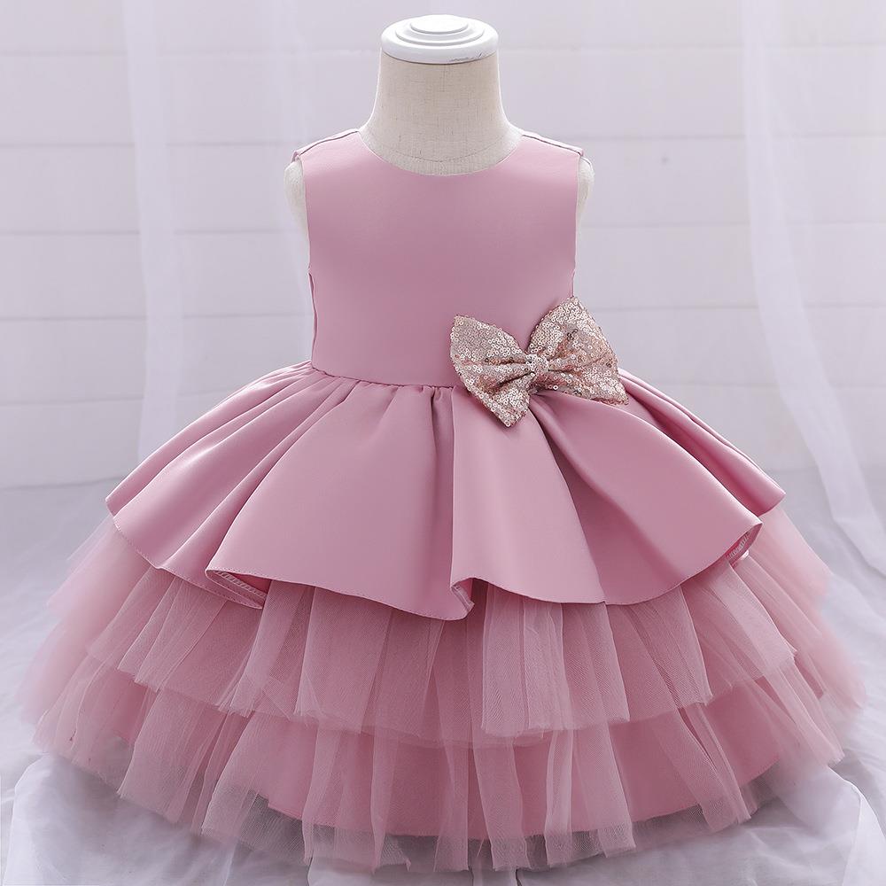 Đầm Xòe Công Chúa Đính Nơ Hoa Xinh Xắn Cho Bé Gái