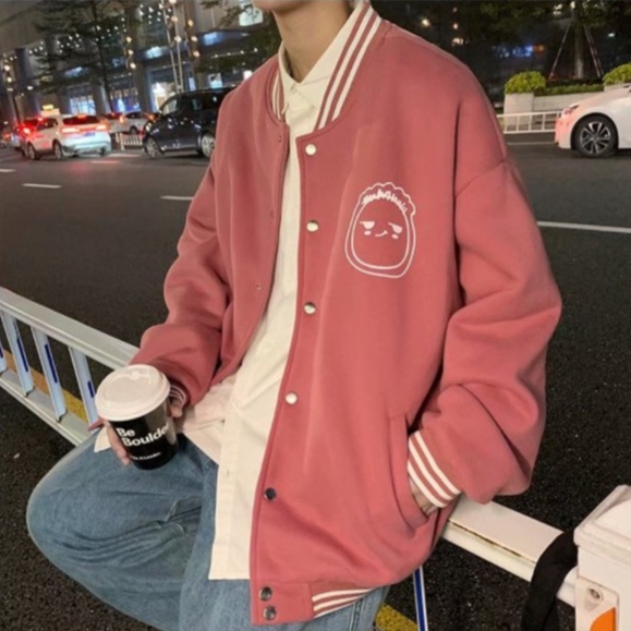Áo khoác bóng chày nam thời trang Hàn Quốc cho nữ new ifashion top đơn sắc in hoaThêu thùa áo dài tay coat
