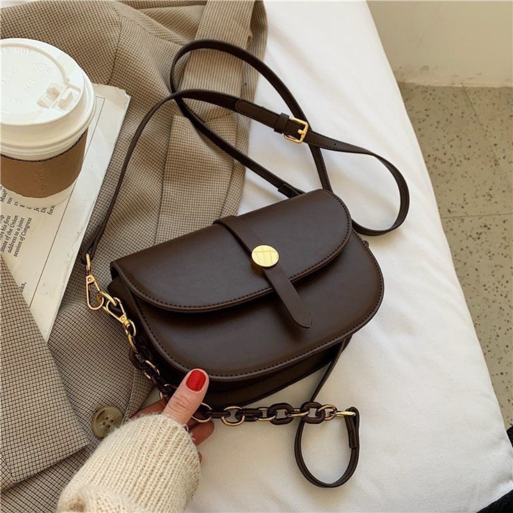 Túi Kẹp Nách Nữ Dây Xích Tặng Kèm Dây Da Chất Da Trơn Bền Đẹp Size 20