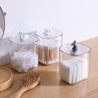 Hộp nhựa trong suốt đựng bông tẩy trang, bông ngoáy tai, dụng cụ nhỏ