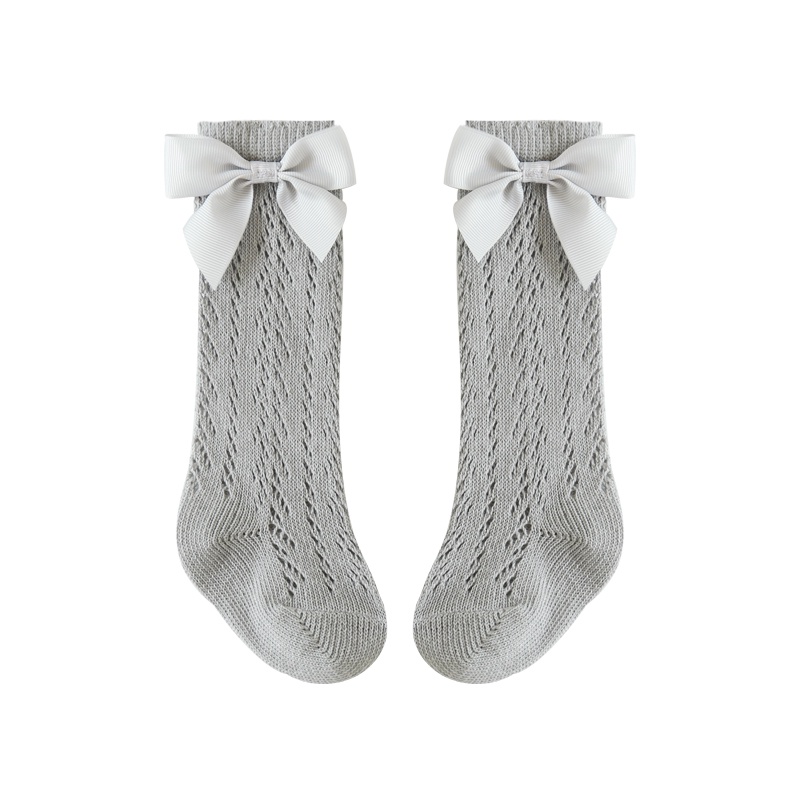 Vớ Cotton Cổ Cao Phối Lưới Đính Nơ Dễ Thương Thời Trang Mùa Hè Cho Bé Gái