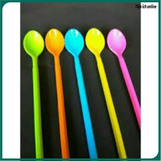 [GIÁ TỐT] 20 thìa nhựa sinh tố cán dài màu sắc xinh yêu Tiện ích Online