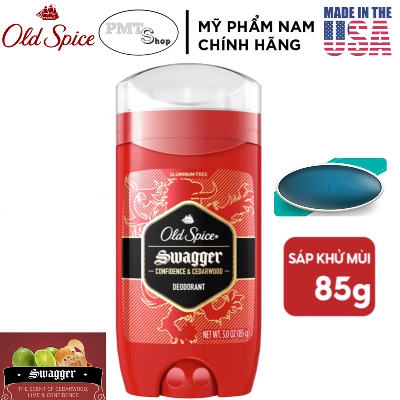 Lăn Sáp khử mùi nam Old Spice Red Collection 85g (sáp xanh) Swagger , Aqua Reef , After Hours , Captain