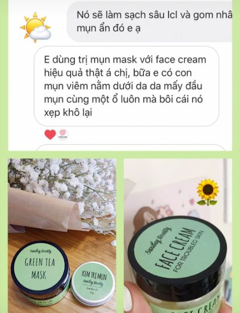 Kem dưỡng da mụn/nhạy cảm Face Cream handmade (Sunday Beauty)