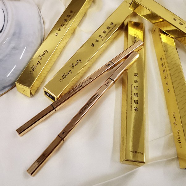 Chì kẻ Mày 2 đầu Khối Vàng Mking Pretty B2193 thanh mãnh lâu trôi mềm mịn sang chảnh nội địa sỉ rẻ eyebrows makeup | BigBuy360 - bigbuy360.vn