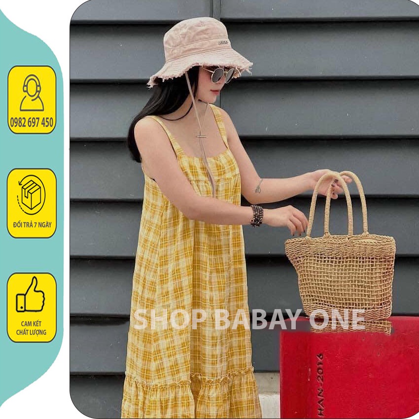 VÁY BẦU 2 DÂY HỌA TIẾT KẺ CARO ĐUÔI CÁ - ĐẦM BẦU BABYDOLL 2 DÂY MAXI CHẤT MÁT. CHO MẸ THOẢI MÁI.