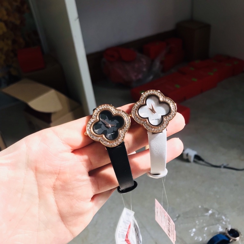 Đồng hồ nữ thương hiệu sunlight mã 108610 dây da trắng viền vàng chuẩn auth