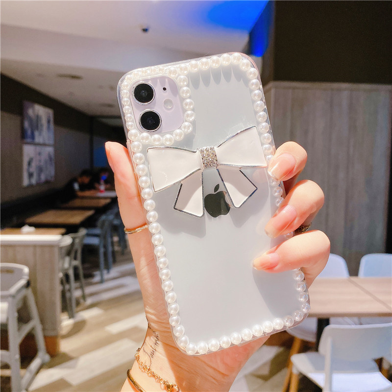 Ốp Lưng Chống Sốc Trong Suốt Đính Nơ Ngọc Trai Cho Iphone 11 Pro Max Xr Xs Max 7plus 8plus 6 Plus Se 2020 | BigBuy360 - bigbuy360.vn